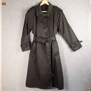 Amanda Smith Petites Trench Coat Black Long Length Dark Academia Prep Women's 10